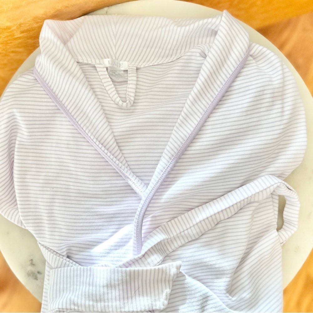 L Lake Robe Pima Cotton Purple Striped